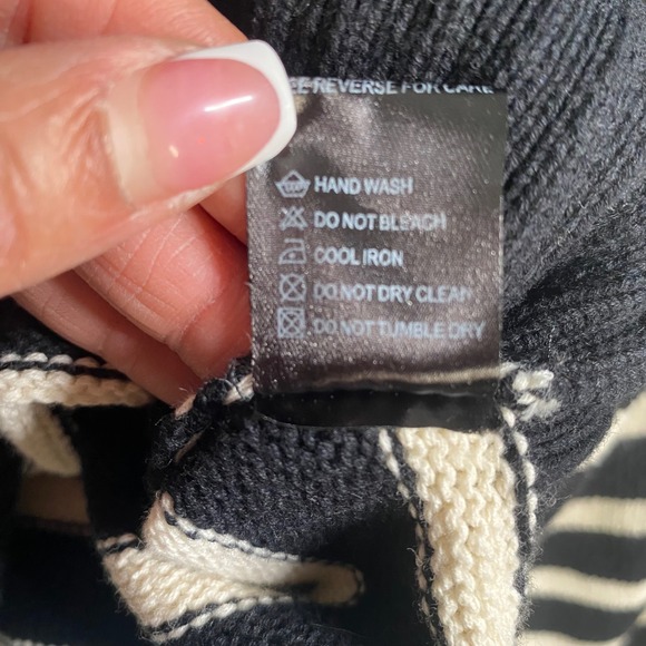 OLIVACEOUS Breton Striped Collared Cropped Sweater Women Medium Preppy Parisian - Picture 6 of 8